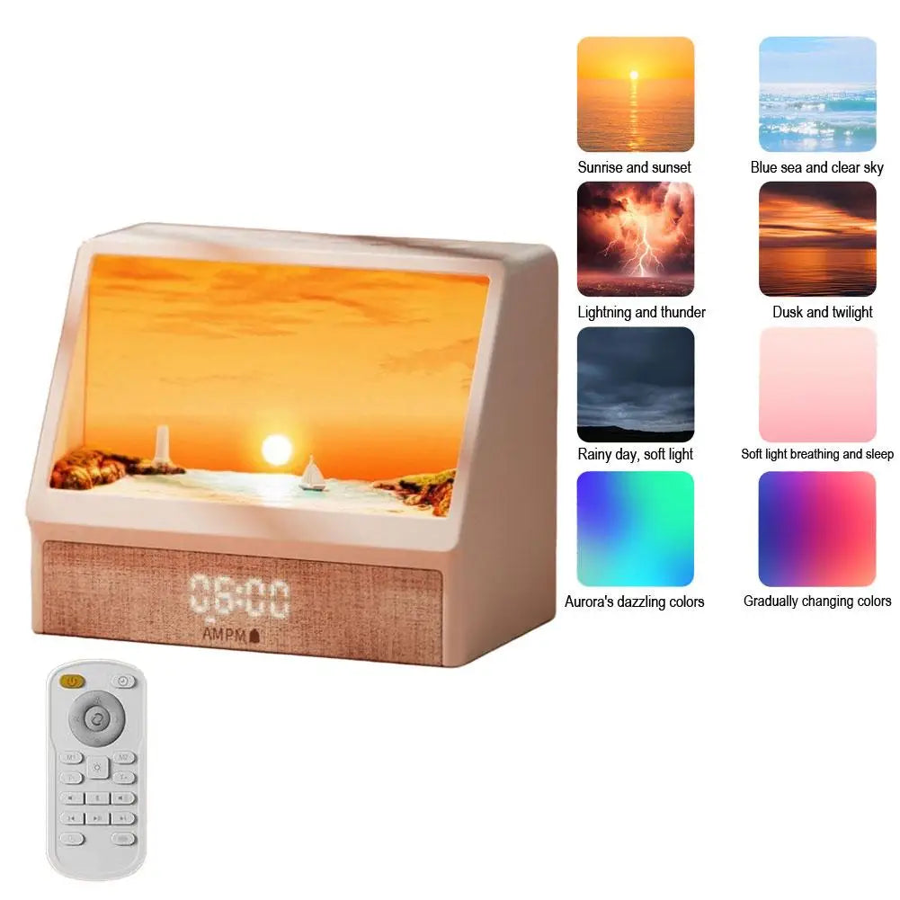 Bluetooth Sunrise Alarm Clock Table Light White Noise Wake up Light with 12 Sounds Dimmable Sleep Clock for Adults Kids Bedroom